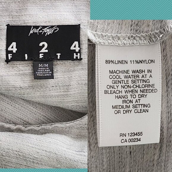 Lord & Taylor Silver Spacedye Linen Blend Keyhole Tank - Picture 5 of 5